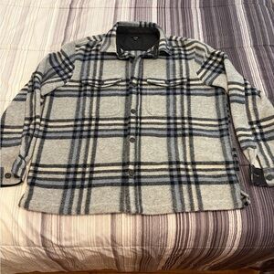 Express Men's Black and Gray Plaid Shirt Jacket